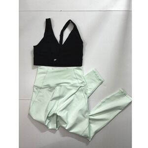 Fabletics Bundle Womens 2pc Set Black Sports Bra & Mint Green Leggings Small